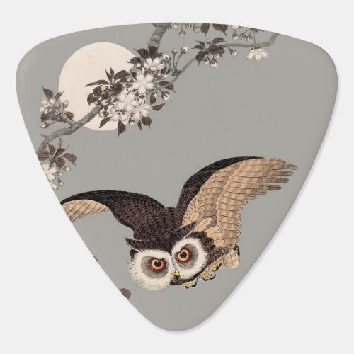 Japanese Owl Night Moon Woodcut Flying Night Guitar Pick