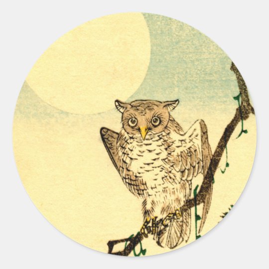 Japanese Owl no.1 Classic Round Sticker