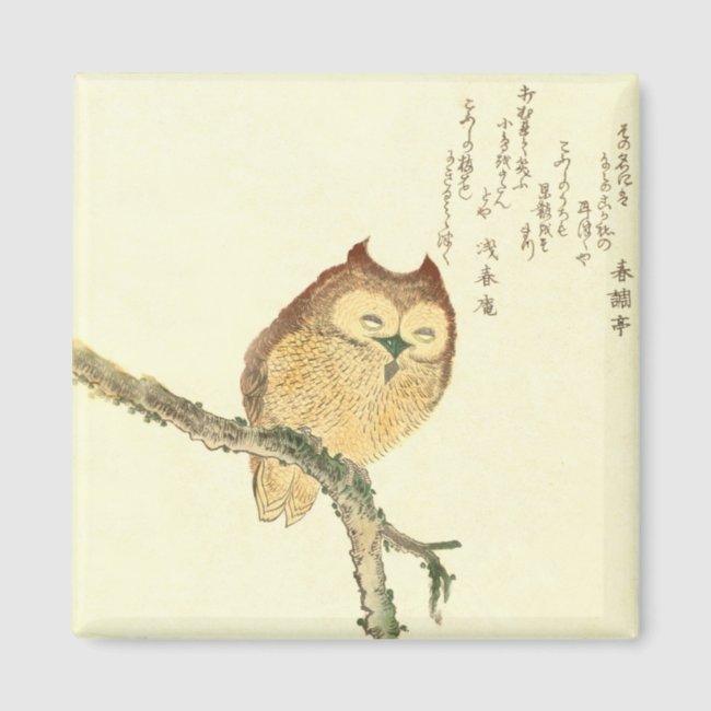 JAPANESE OWL ON A MAGNOLIA BRANCH Magnet