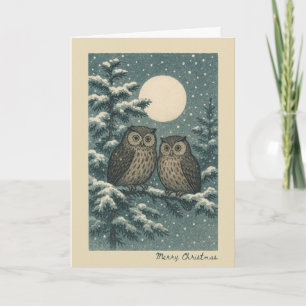 Japanese Owls - Christmas Card