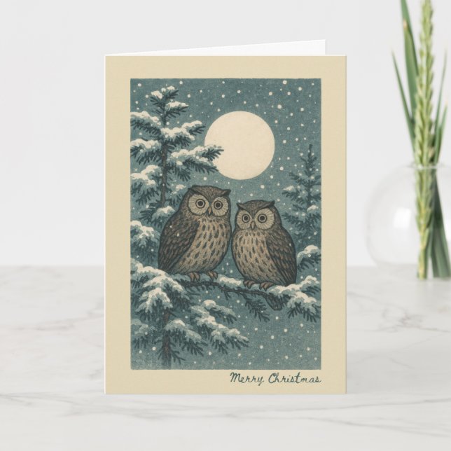 Japanese Owls - Christmas Card (Front)