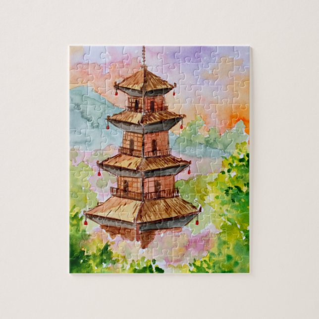 Japanese Pagoda in Spring Jigsaw Puzzle (Vertical)
