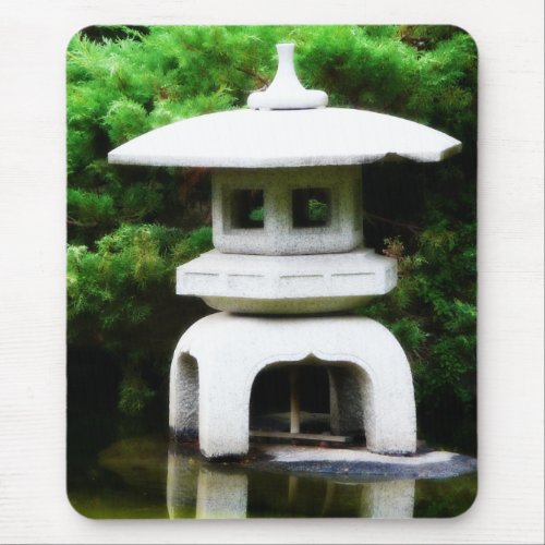 Japanese Pagoda Lantern Style Garden Statue Mouse Pad