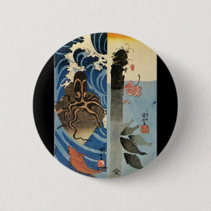 Japanese Painting c. 1800's Button