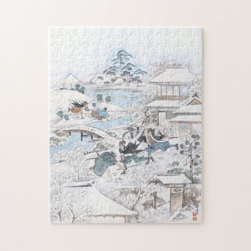 Japanese Painting of the 47 Ronin Fighting Samurai Jigsaw Puzzle