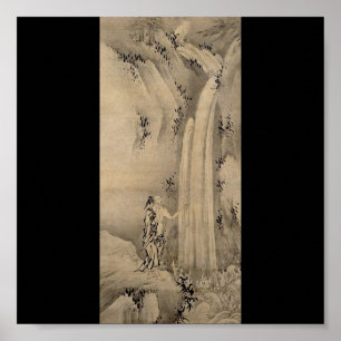 Japanese Painting of Waterfall, c. 1500's Poster