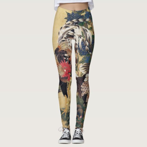 Japanese painting Rooster Leggings