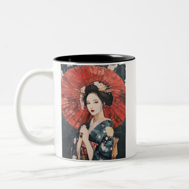 Japanese painting style GEISYA MAG13 Two-Tone Coffee Mug (Left)