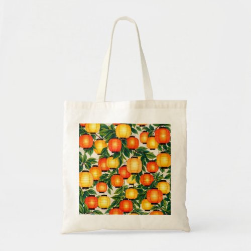 Japanese Paper Lantern Botanical Tote Bag