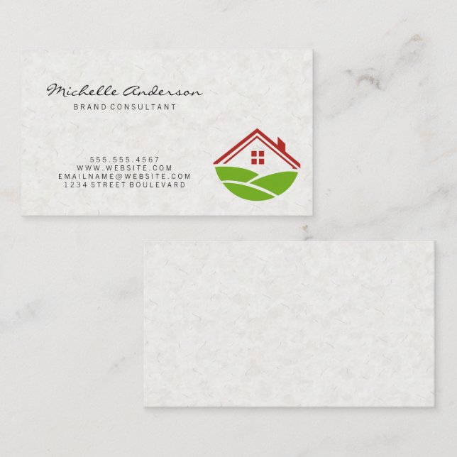 Japanese Paper Texture | Home Icon Business Card (Front/Back)