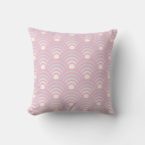 Japanese Pastel Waves Pattern Throw Pillow