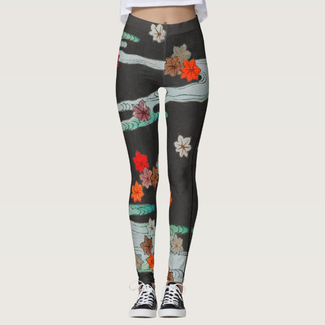 JAPANESE PATTERN BLACK PRINTED Leggings (Front)
