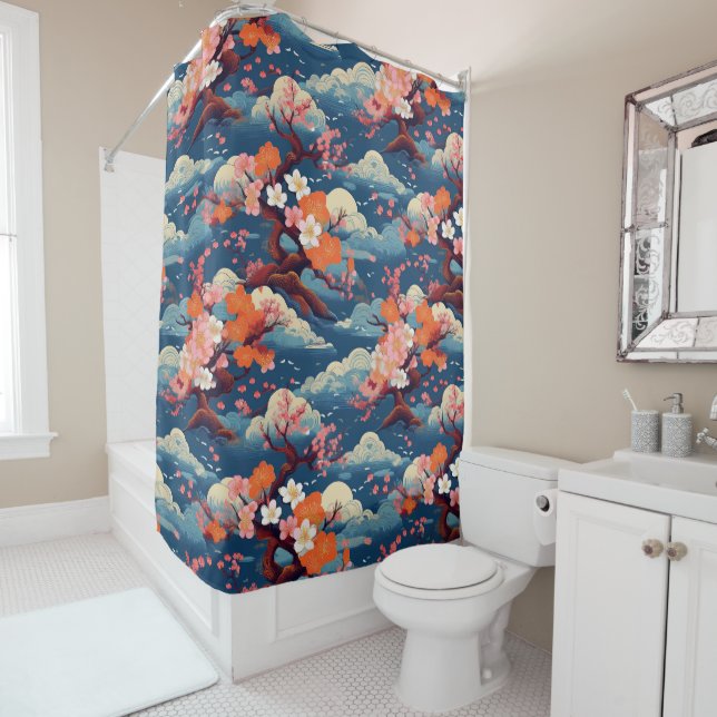Japanese pattern design shower curtain (In Situ)