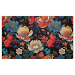 Japanese pattern fabric black peony