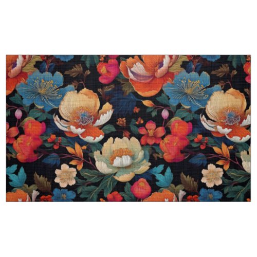 Japanese pattern fabric black peony