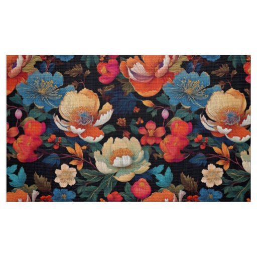 Japanese pattern fabric black peony
