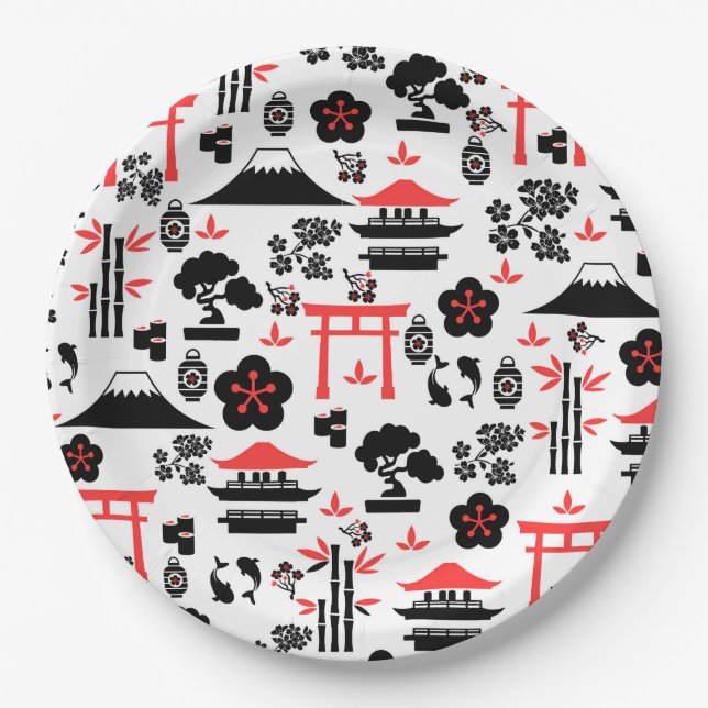 Japanese Pattern Paper Plates (Front)