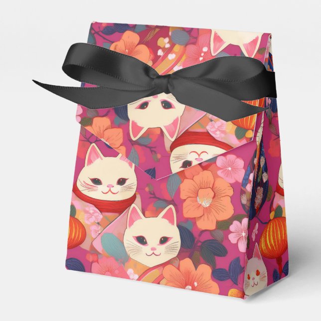 japanese pattern party favor box Cranes (Front Side)