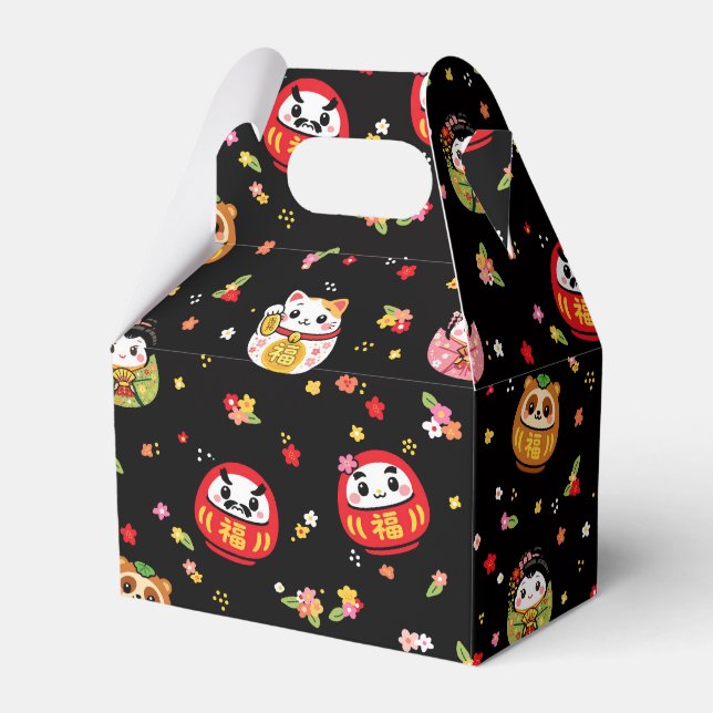 japanese pattern party favor box daruma (Front Side)