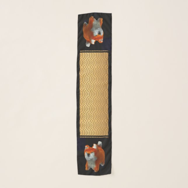 Japanese pattern Shiba Dog Year all-over p scarf (Front)