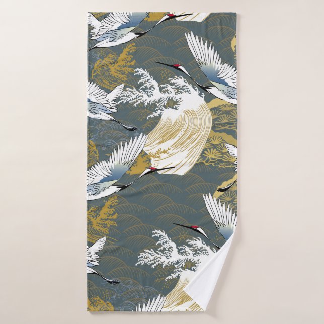 Japanese pattern. Traditional motif background wit Bath Towel (Bath Towel)