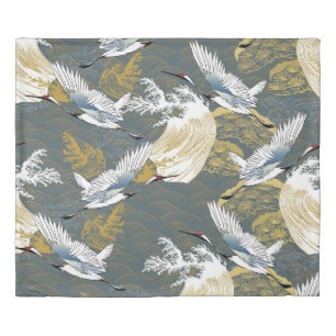 Japanese pattern. Traditional motif background wit Duvet Cover