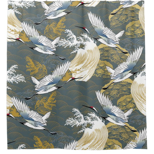 Japanese pattern. Traditional motif background wit Shower Curtain (Front)