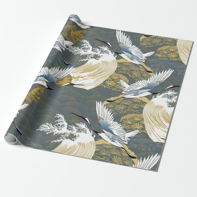 Japanese pattern. Traditional motif background wit Wrapping Paper (Unrolled)