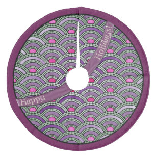 Japanese Paving Pattern - Orchid and Celadon Fleece Tree Skirt