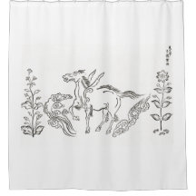 JAPANESE PEGASUS WHITE Shower Curtain