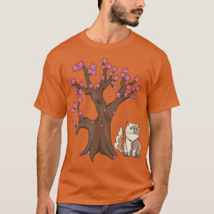 Japanese Persian Cat Mom Cherry Blossom T-Shirt