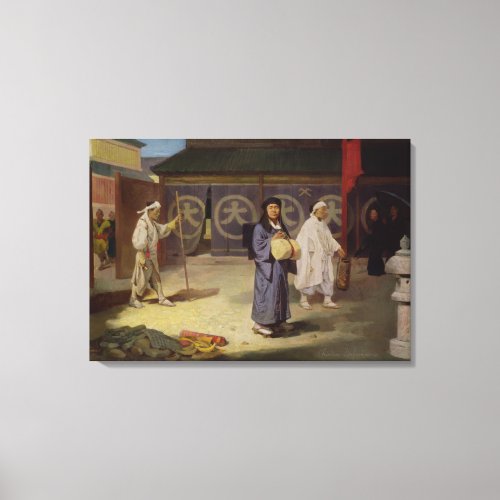 Japanese Pilgrim returning from Mount Fusi Yama Canvas Print