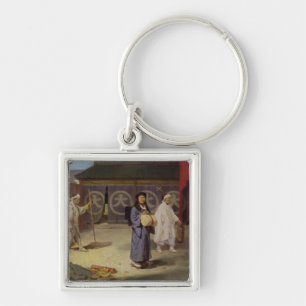 Japanese Pilgrim returning from Mount Fusi Yama Keychain