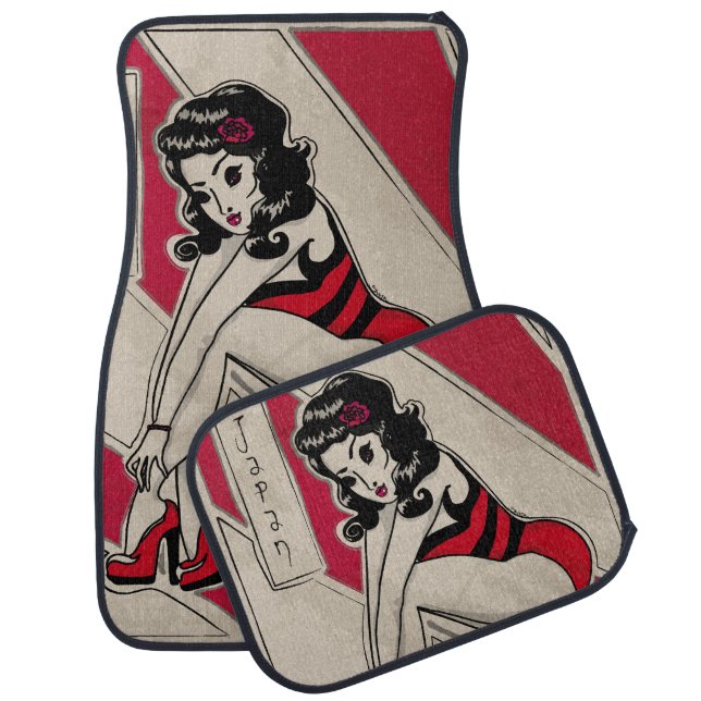 Japanese Pin Up on Heels Car Mat (Set)