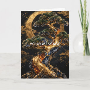 Japanese Pine Tree Gold Kintsugi Art Personalized  Card
