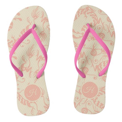 Japanese Pink Dragon Monogram Flip Flops