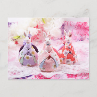 japanese pink kimono rabbit easter postcrossing postcard