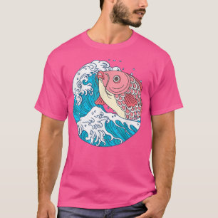Japanese Pink Koi Fish The Great Wave T-Shirt