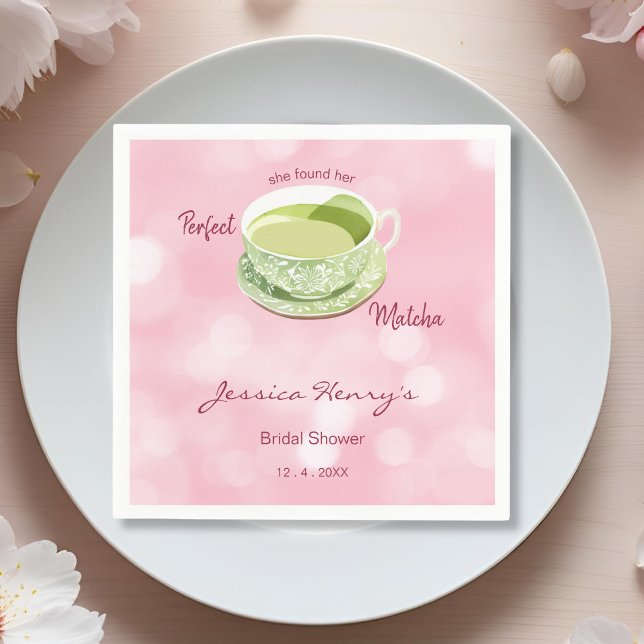 Japanese Pink Matcha Bridal Shower  Napkins (Creator Uploaded)