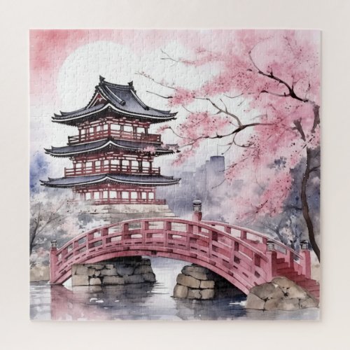 Japanese Pink Sakura Architecture  Jigsaw Puzzle