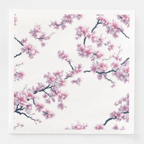 Japanese Pink Sakura Cherry Blossoms Paper Dinner Napkins