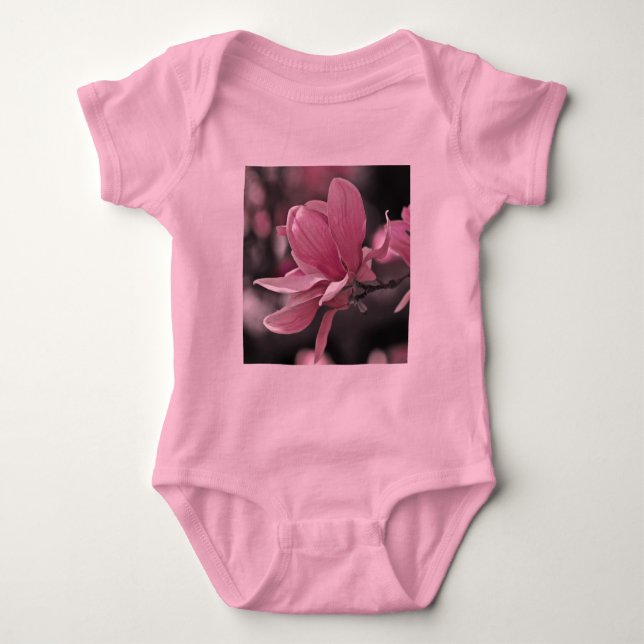 Japanese Pink Saucer Magnolia Baby Bodysuit (Front)