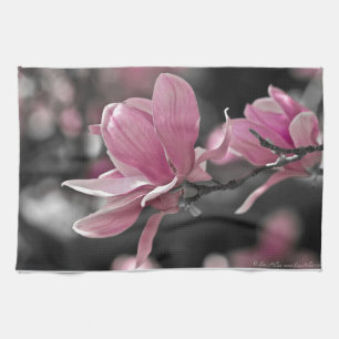 Japanese Pink Saucer Magnolia Kitchen Towel