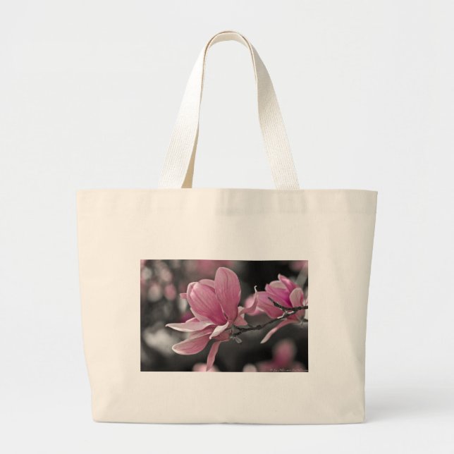 Japanese Pink Saucer Magnolia Large Tote Bag (Front)