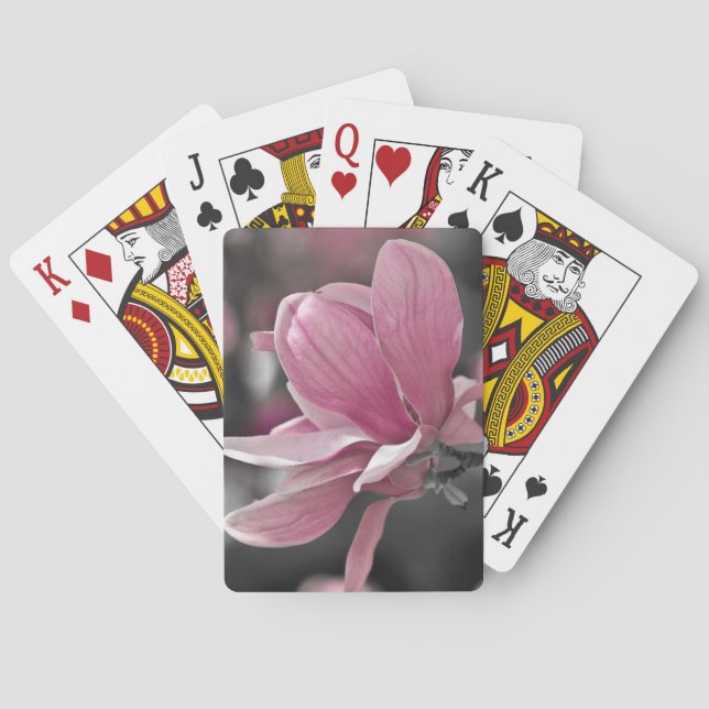 Japanese Pink Saucer Magnolia Poker Cards (Back)