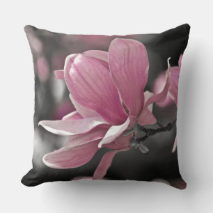 Japanese Pink Saucer Magnolia Throw Pillow