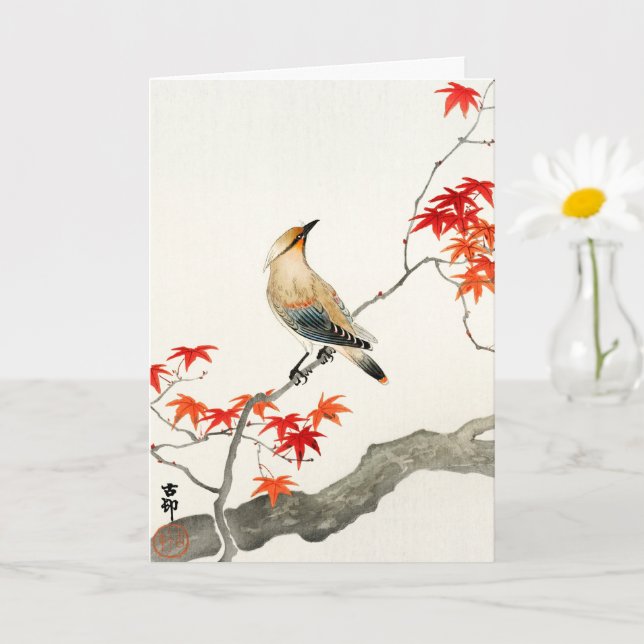 Japanese plague bird - Ohara Koson - Vintage Art Card (Small Plant)