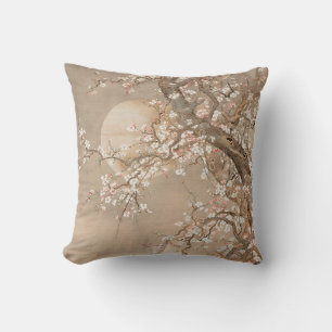 Japanese plum blossoms in moonlight by Sō Shizan Throw Pillow