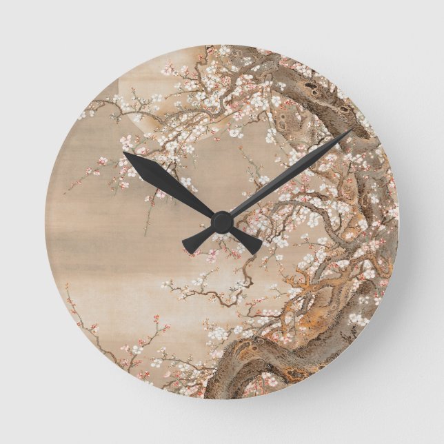 Japanese Plum Blossoms Round Clock (Front)