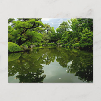 Japanese pond in early summer postcard